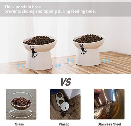 Ceramic Tilted Raised Cat Bowls, Elevated Cat Food and Water Bowl Set - Image 5
