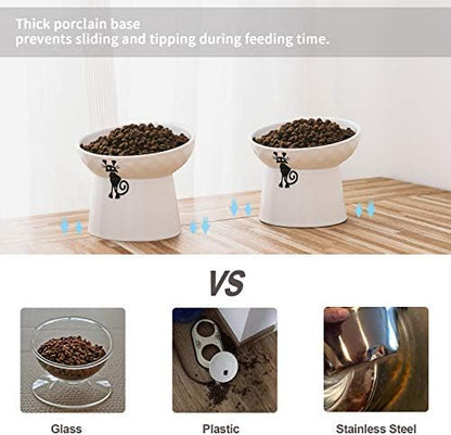 Ceramic Tilted Raised Cat Bowls, Elevated Cat Food and Water Bowl Set - Image 5