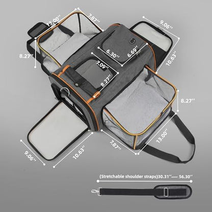 Cat Carrier,Portable Pet Carrier Bag for Cats and Small Dogs,Foldable Soft-Sided and Scratch-Proof mesh Cat Bag Pet Carriers,Airline Approved Pet Carrier,Pet Travel Carrier Up to 15 Lbs,Grey - Image 6