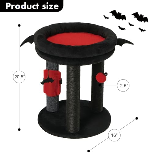 MECOOL 4in1 Small Cat Tree,Scratching Post with Tower Soft Bed, Sisal Carpet Jute Posts with Three Hanging Ball Toys and Massage Brush for Indoor Cats and Kittens - Image 4