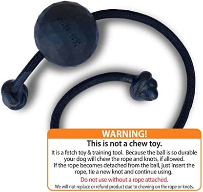 K9 Ops Dog Ball on a Rope Moki Tug Toy - Solid Rubber Fetch Training Reward - Large Dogs Tugs Durable Aggressive Chewers (Coal Black, MD/LG) - Image 2