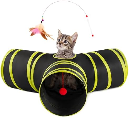 Love's cabin Cat Tunnel for Indoor Cats, 3-Way Collapsible Play Tunnel by Lovescabin