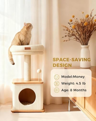 Small Cat Tree for Indoor Kittens, 30" Compact Modern Cat Tower - Image 5