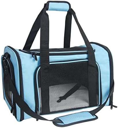 Soft Sided Carrier for Small Medium Cats Dogs,TSA Airline Approved Collapsible Travel Pet Carrier Medium Blue by NextFri
