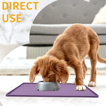Ptlom Dog Food Mat Anti-Slip Pet Bowl Mats for Food and Water, High-Lips Pet Placemat Prevent Messy Spills to Floor, Waterproof Puppy Feeding Tray for Small, Medium Large Dogs Cats, Silicone - Image 3