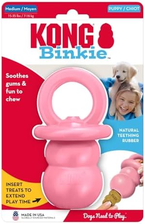 KONG Puppy Binkie, Natural Rubber Teething Toy, for Medium Puppies, Pink - Image 7