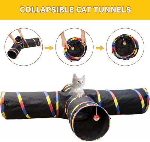 4 Way Cat Tunnels for Indoor Cats with Mouse Toy & Play Ball - Image 5
