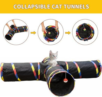 4 Way Cat Tunnels for Indoor Cats with Mouse Toy & Play Ball - Image 5