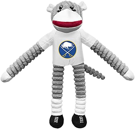 Littlearth NHL Buffalo Sabres Sock Monkey and Flying Disc Pet Toy Combo Set, Team Color, One Size - Image 2