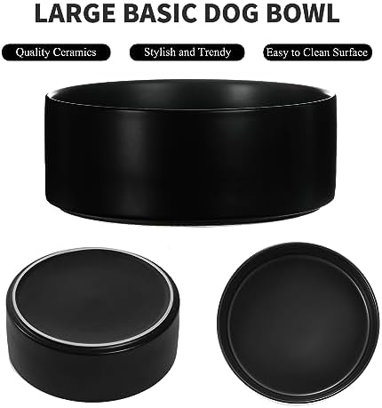 8'' Ceramic Dog Bowl - 70Oz, Heavy Duty, Non-Slip, Dishwasher Safe, Modern Style, Food Grade Stoneware Pet Bowl, Black - Image 2