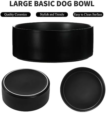8'' Ceramic Dog Bowl - 70Oz, Heavy Duty, Non-Slip, Dishwasher Safe, Modern Style, Food Grade Stoneware Pet Bowl, Black - Image 2