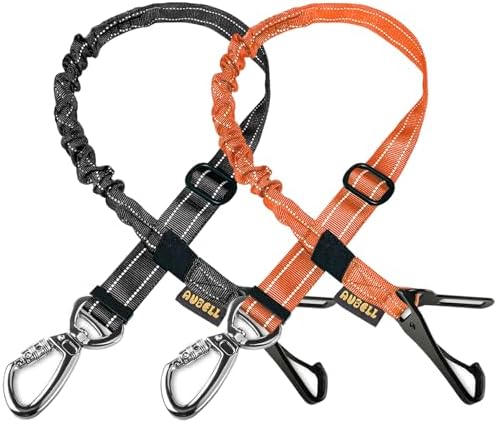 AUBELL Dog Seat Belt for Car,2 Pack Set 3-in-1 Dog Car Harness,Black+Orange by AUBELL