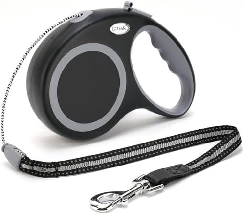 Retractable Dog Leash, 30 FT Dog Walking Leash for Small Medium Large Dogs up to 77 lbs, Heavy Duty No Tangle, Black by ECTEAK
