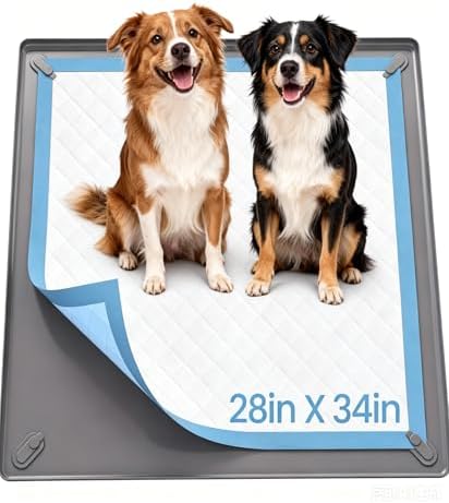 Pee Pad Holder for Dogs - 28" x 34" Silicone Puppy Potty Training Tray by Puppyspout