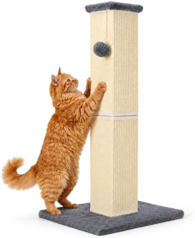 Cat Scratching Post for Indoor Cat, 32 Inch Large Cat Scratcher Grey by YULOYI