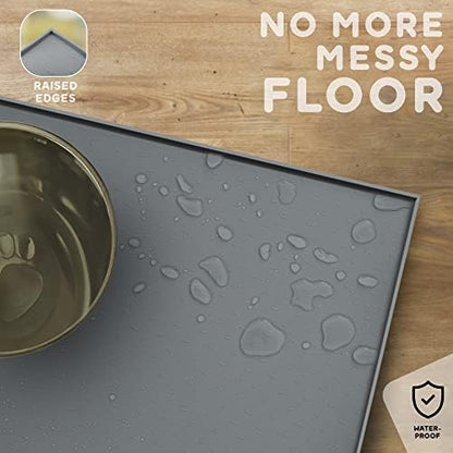Dog Food Mat - 28x18 Raised Edges Dogs Mat for Food and Water Prevent Spill, Waterproof Cat Food Mats Protect Floors, Easy Clean Dog Bowl Mats for Food and Water, Silicone Pet Feeding Placemats - Image 5