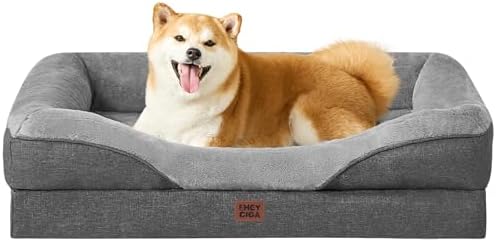 EHEYCIGA Orthopedic Dog Bed for Large Dog, Memory Foam Dog Couch, Grey by EHEYCIGA