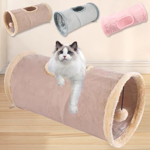 Cat Tunnel,Indoor Cat Play Tube Toys with Play Ball,Durable Collapsible Rabbit Hideaway Tunnel for Kitten,Bunny, Guinea Pig, Rat, Hamster, Ferret, Chinchilla (Grey) - Image 6