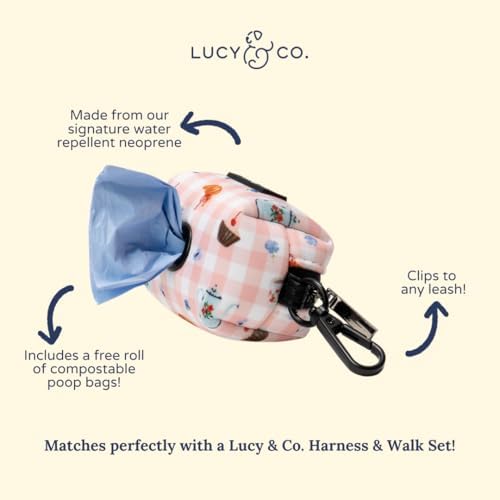 Lucy & Co. Sipping Slowly Dog Poop Bag Holder and Dispenser, Clips to Leash, Water-Repellent Neoprene, Includes Refill Roll - Image 3