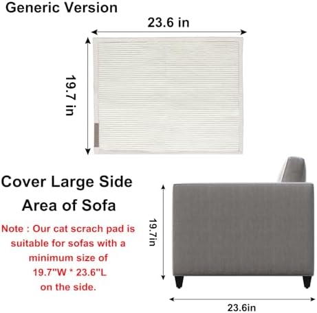 Cat Scratch Sofa Protector,23.6" L*19.7" W Cat Scratch Furniture Protector Pad, Couch Arm Sheild with Natural Sisal for Protecting Couch Sofa Chair Furniture(Beige/Right Handed) - Image 3