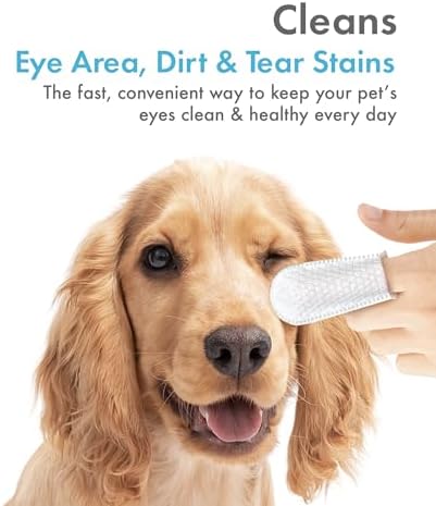Petkin Fingertip Eye Wipes for Dogs and Cats, 100 Finger Wipes - Slip-On, Snug Fit, Micro-Bristle Fabric - Cleans Eye Area, Dirt and Tear Stains - Convenient, Ideal for Home and Travel - No Scent - Image 3
