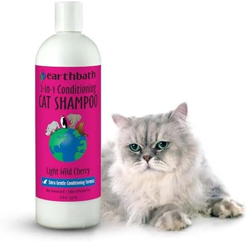 earthbath Wild Cherry 2-in-1 Cat Conditioning Shampoo, 16 Oz (1 Pack) by earthbath