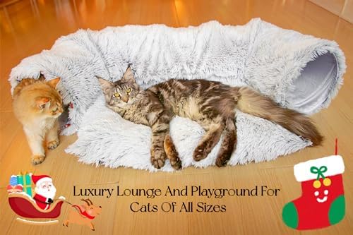 XxingSheep Extra Large Cat Tunnel Bed Plush Cat Cave for Indoor Adult Cats - Image 5