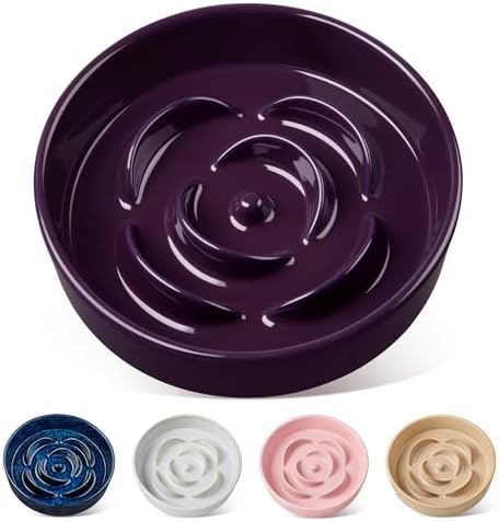 vancasso Slow Feeder Dog Bowl, 1.5 Cup Ceramic Medium Puzzle Dog Food Dish by vancasso