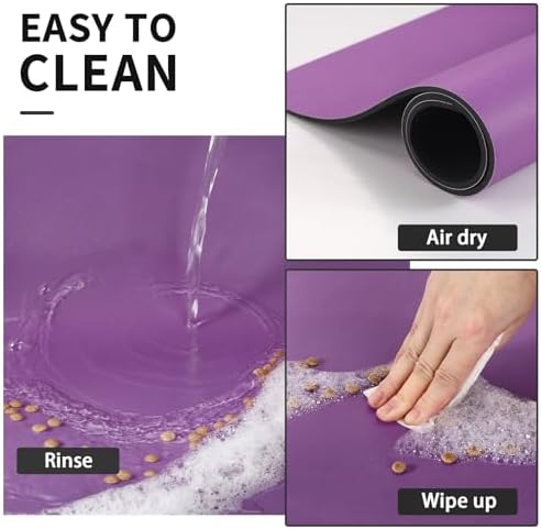 HotLive Dog Food Mat - Absorbent Cat Mat for Food and Water, No Stains Pet Feeding Bowl Mat, Easy to Clean Pet Placemats, Quick Dry Dog Water Dispenser Mat for Messy Drinkers | Paw Purple 18"x34" - Image 3