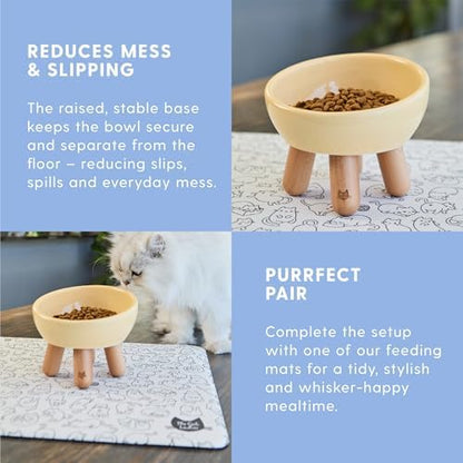 The Cat Ladies Tilted Ceramic Cat Bowl - Elevated Food Bowls Ceramic Pet Bowl - Raised Ceramics Bowls - Elevated & Tilted Design for Comfortable Eating - Dishwasher Safe - Wide Opening - Image 5