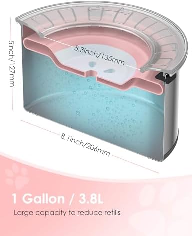 Heouvo 1 Gallon No Spill Dog Water Bowl with Slow Drink Floating Disk(Pink) - Image 2