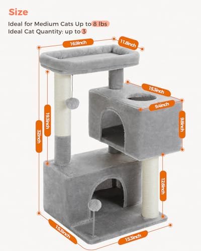 Small Cat Tree for Kittens, 32 in Cat Tower with 2 Cozy Condos - Image 5