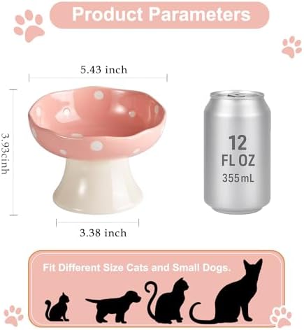 4PCS Multi-Color Mushroom Cat Bowl Set, Elevated Ceramic Bowls for Cats - Image 2