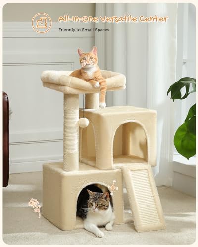 PAWZ Road 30" Cat Tower, Small Cat Tree with 2 Condos for Indoor Cats - Image 4