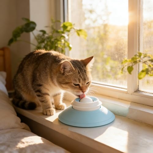 Slow Feeder Cat Bowl, Cat Food Bowl with Cat Lick Ball, Licking A Ball Add More Fun Bowl, Cat Slow Feeder Bowl, Slow Down Eating Speed and Add More Fun for Your Cats. - Image 4