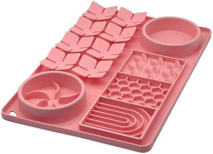 Slow Feeder Bowl, Silicone Lick Mat with Suction Cups for Dog Cat, Snuffle Mat for Pet Smell Training, Puzzle Toys for Bored Puppy, Interactive Sniff Mat for Slow Eating and Keep Busy, Pink by Unknown