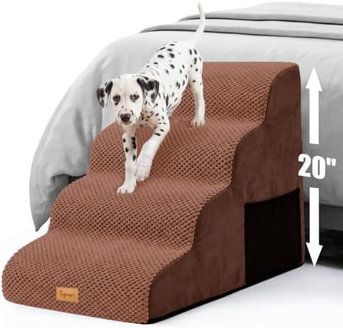 Topmart High Density Foam Dog Steps 4 Tiers, Extra Wide Deep Pet Steps by Topmart
