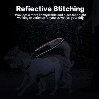 YAODHAOD Double Dog Leash,Two Dog Leash Splitter, No Tangle 360° Swivel Rotation Reflective Lead, Adjustable Length Bungee Heavy Duty Walking Training Dual Extension (Black + Orange) - Image 5