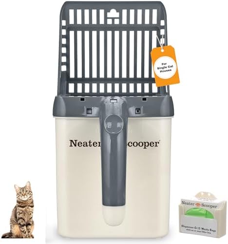 Neater Pet Brands Neater Scooper Standard Cat Litter Scoop, 15 Refill Bags – Mess-Free Cat Litter Scooper with Bag, Spill-Proof Kitty Box Sifter, Bin Doubles as Scoop Holder, For Single-Cat Households by NeaterPetBrands