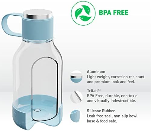 Asobu Buddy Bottle a Stainless Steel Insulated Water Bottle for with Removable Dog Water Bowl and Dog Food and Treat Storage Bowl (Blue, Tritan 50 oz Water Bottle with Bowl) - Image 3