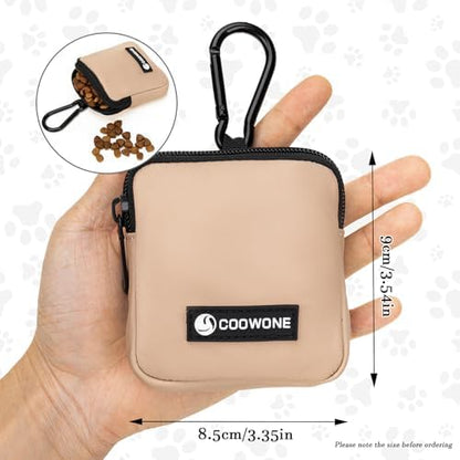 Dog Treat Pouch Pocket Sized Pet Puppy Training Pouch for Dog Training Behavior Aids, Waterproof Nylon Fabric Dog Poop Bag Holder, Hands Free Dog Walking Bag with Metal Carabiner (Coffee) - Image 3