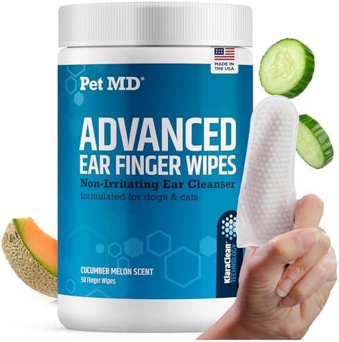 Pet MD Advanced Ear Finger Wipes for Dogs & Cats - Cucumber Melon (50ct) by PetMD
