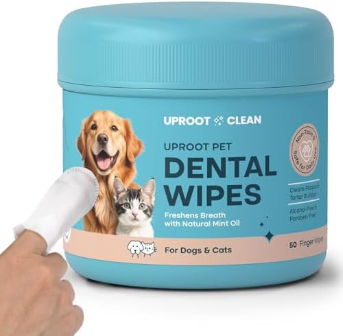 Uproot Clean Pet Dental Finger Wipes: Safe, Rinse-Free, Disposable, 50ct. by UprootClean