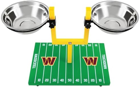 NFL Washington Commanders Goalpost Football Field Dog Feeder – Adjustable Elevated Dog Bowls with Stand, 2 Stainless Steel Bowls, Non-Slip Rubber Feet, Raised Pet Feeder for Large & Small Dogs, Cats. - Image 5