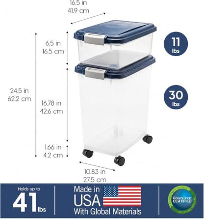 IRIS USA Dog Food Storage Container, Up to 30+11 lbs, Navy, Made in USA - Image 3