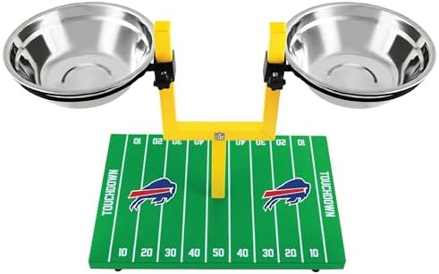 NFL Buffalo Bills Goalpost Football Field Dog Feeder – Adjustable Elevated Dog Bowls with Stand, 2 Stainless Steel Bowls, Non-Slip Rubber Feet, Raised Pet Feeder for Large & Small Dogs, Cats. - Image 5