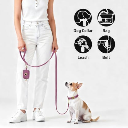 Didog Dog Poop Bag Holder for Leash, Stylish PU Leather, Purplw - Image 3