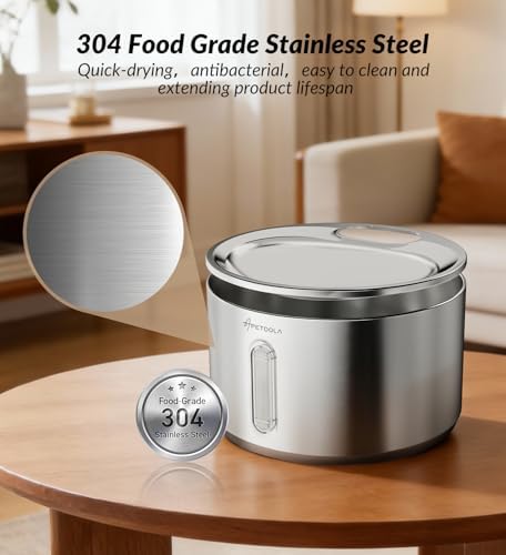 Cat Water Fountain Stainless Steel,135fl-oz/4L,Wireless Cat Fountain - Image 6