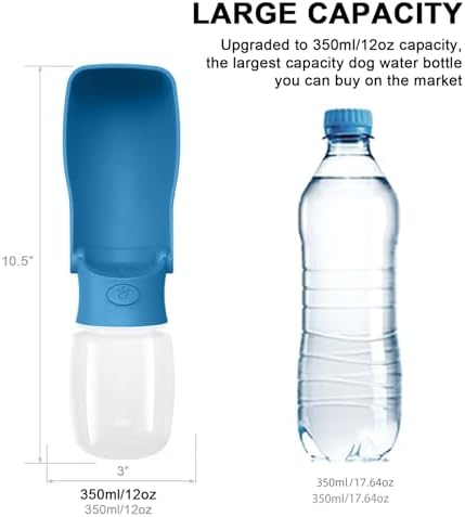 Portable Dog Water Bottle for Walking – 19oz / 12oz Foldable Pet Water Dispenser for Puppies, Medium & Large Dogs – Leak Proof Travel Water Bowl for Small Animals Dog Accessories(12OZ Dark Blue) - Image 4