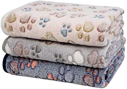 Dono 1 Pack 3 Dog Blankets, Soft Fluffy Fleece Pet Blanket Warm Sleep Mat Paw Print Design Puppy Kitten Throw Blankets Doggy Blanket for Dogs by Dono